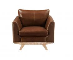 Fauteuil en cuir vieilli ALEGAN - Marron