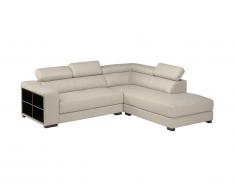 Canapé d'angle cuir LEEDS - Beige - Angle droit