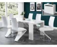 Console extensible ZENITH - avec buffet intégré - 6 couverts - 3 rallonges - Laqué blanc
