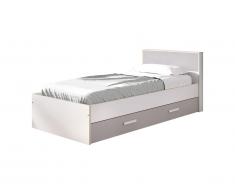Lit gigogne LIBONA - modulable 90 x 190 cm ou 90 x 200 cm - Blanc et gris