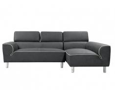Canapé d'angle en tissu TOULA - Anthracite - Angle droit