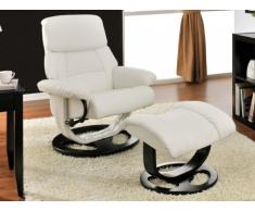 Fauteuil de relaxation et son repose pieds MYOSOTIS - Blanc ivoire