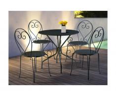 Salle à manger de jardin en fer forgé GUERMANTES: une table et 4 chaises anthracites