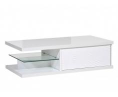 Table basse ECLIPSE - MDF Laqué blanc - 1 tiroir & 2 niches