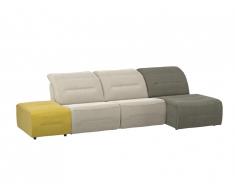 Petit canapé d'angle relax modulable en tissu SYMPOSION - 4 modules - Anthracite, jaune et gris chiné