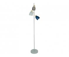 Lampadaire 3 têtes style contemporain VIGIE - Métal - 23 x 23 x 149 cm - Bleu, Gris clair, Anthracite