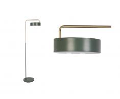 Lampadaire style vintage OTILIE - Métal - 35 x 25 x 154 cm - Vert olive et or