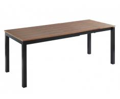 Table à manger extensible AGURA - 4 à 8 couverts - MDF et Métal - Noyer et Noir