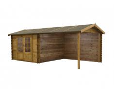Abri de jardin ROCHESTER en bois traité classe III - 17,5m² - toit en feutre bitumé