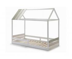 Lit cabane INDIANA - 90 x 190 cm - MDF et Pin - Blanc