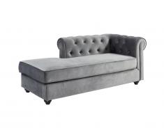 Méridienne droite chesterfield SHIREL en velours - Gris