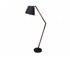 Lampadaire style contemporain EXQUIS - métal et bois - socle en marbre - 80 x 190 cm - Noir