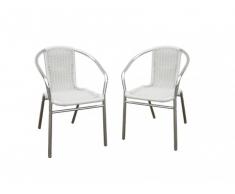 Lot de 2 chaises de jardin en aluminium et résine tressée blanche FIZZ