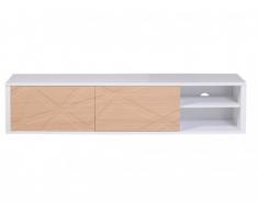 Meuble TV KLEA - 2 portes & 2 niches - Coloris Chêne & blanc