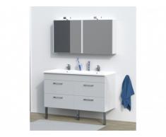 Ensemble SETA - Meuble de salle de bain double vasque - Blanc laqué