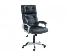 Fauteuil de bureau MUSTANGA - Simili Noir - Hauteur ajustable