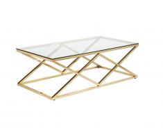 Table basse CHARLOTTE - Verre trempé et acier - Doré