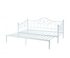 Lit gigogne banquette extensible SEBILLE - 2 x 90 x 200 ou 180 x 200 cm - Métal - Blanc