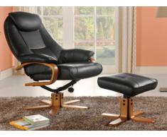Fauteuil de relaxation et son repose pieds en simili DOCIA - Noir