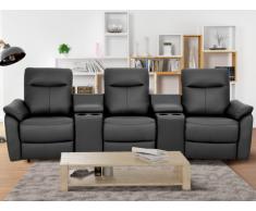 Canapé 3 places relax électrique en cuir supérieur HOBRO - Anthracite