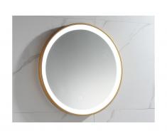 Miroir de salle de bain lumineux rond à Leds NUMEA doré - L60 x H60