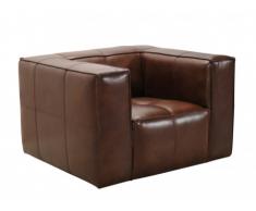 Fauteuil en cuir 100% cuir pleine fleur STANDFORD - Chocolat