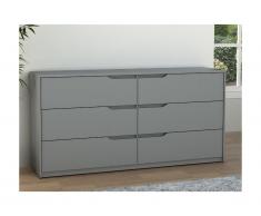 Commode LUCILE II - 6 tiroirs - MDF - Gris