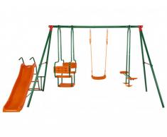 Portique en acier REELIN - 1.96m - 3 agrès et 1 toboggan