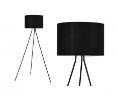 Lampadaire trépied AELIG en métal et tissu - H.160cm - Noir