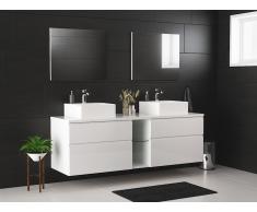 Ensemble de salle de bain MAGDALENA suspendus avec double vasque et miroirs - blanc