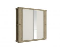 Armoire ADALRIK II - 2 portes coulissantes - Avec miroir - L231 cm - Chêne et Ivoire