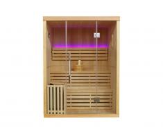 Sauna Traditionnel Finlandais 2/3 places vitré à leds SIGTUNA - L150*l120*H200 cm