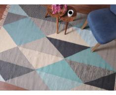 Tapis ALEXEI - 100% Laine - 160*230 cm - Bleu, gris, blanc