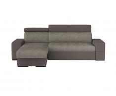 Canapé d'angle convertible et réversible VALMY en tissu et simili - Beige et taupe