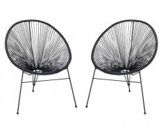 Lot de 2 chaises de jardin ALIOS II en fils de résine tressés - noir