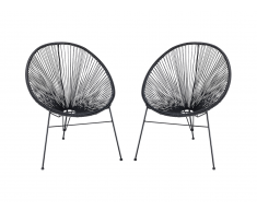 Lot de 2 fauteuils de jardin II en fils de résine tressés - noir - ALIOS