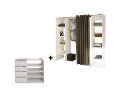 Ensemble dressing + meuble de rangement EMERIC - Blanc & Taupe