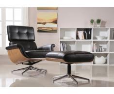 Fauteuil lounge pivotant cuir supérieur ARCHIBALD - noir