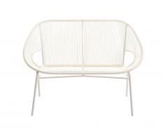 Banc de jardin en fils de résine tressés - Blanc - ALIOS
