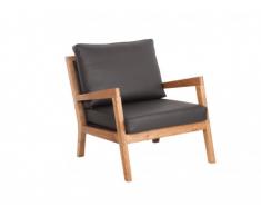 Fauteuil en bois et cuir LEZO - Noir