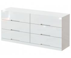 Commode CLAIRE - 6 tiroirs - MDF laqué blanc
