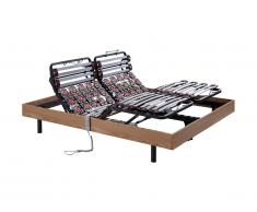 Sommier électrique de relaxation lattes et 2x25 plots déco bois chêne naturel de DREAMEA - 2 x 80 x 200 cm - moteurs OKIN