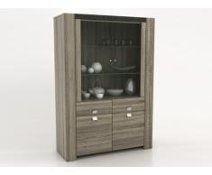 Vitrine METEORITE - 4 portes & 2 tiroirs - MDF plateau effet granite