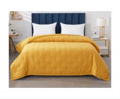Couvre lit matelassé WARMY - 100% Polyester - 220x240 cm - Jaune moutarde