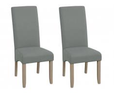 Lot de 2 chaises ROVIGO - Tissu anthracite - Pieds bois clair