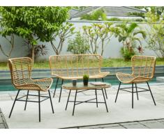 Salon de jardin NICOYA en résine tressée: un canapé 2 places, 2 fauteuils et une table basse