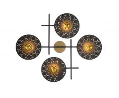 Applique murale géométrique LUTON - métal - 4 lampes - Noir et doré