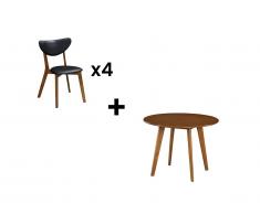 Pack "salle à manger": Ensemble table + 4 chaises LISETTE - Noyer & Noir