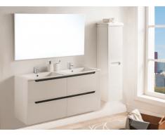 Ensemble SELITA - meubles de salle de bain avec double vasque et miroir - Laqué blanc