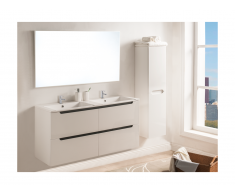 Ensemble SELITA - meubles de salle de bain avec double vasque et miroir - Laqué blanc